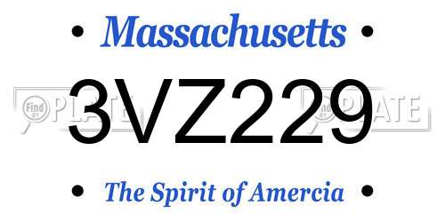 3VZ229 Massachusetts License Plate