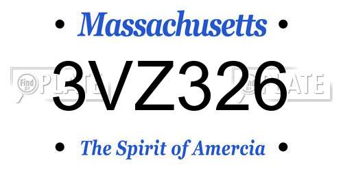 3VZ326 Massachusetts License Plate