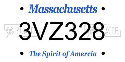 3VZ328 Massachusetts License Plate