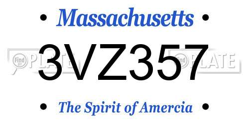 3VZ357 Massachusetts License Plate