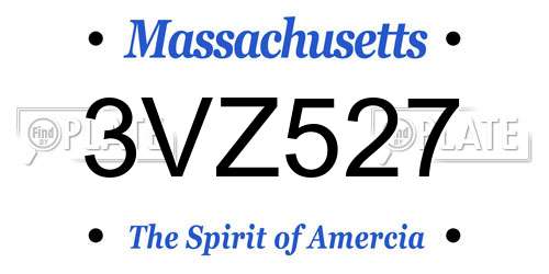 3VZ527 Massachusetts License Plate