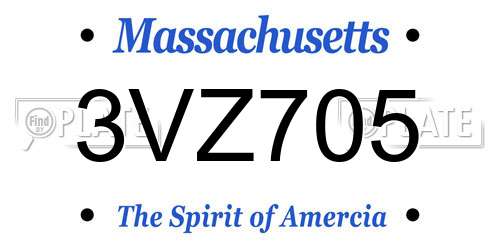 3VZ705 Massachusetts License Plate