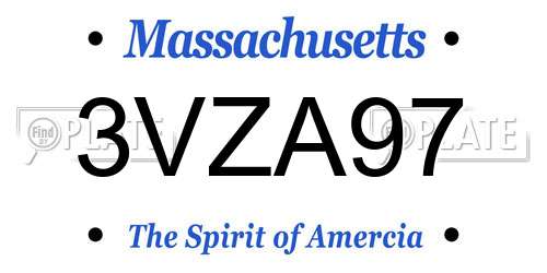 3VZA97 Massachusetts License Plate