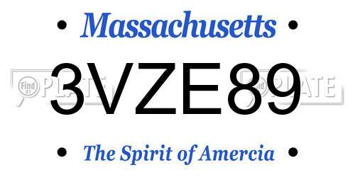 3VZE89 Massachusetts License Plate