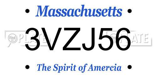 3VZJ56 Massachusetts License Plate