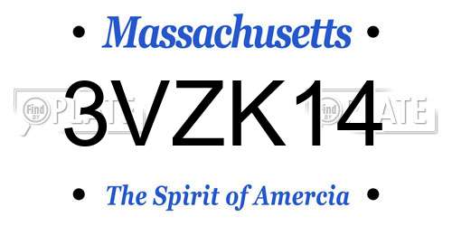 3VZK14 Massachusetts License Plate