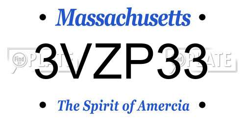 3VZP33 Massachusetts License Plate