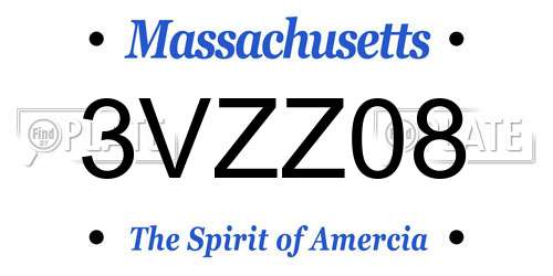 3VZZ08 Massachusetts License Plate