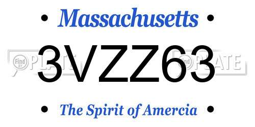 3VZZ63 Massachusetts License Plate