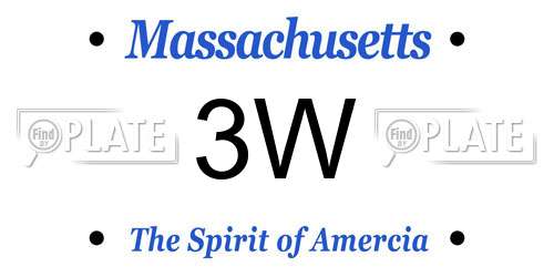 3W Massachusetts License Plate