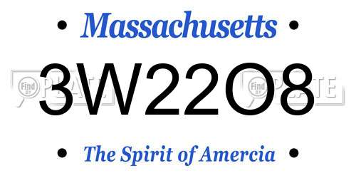 3W22O8 Massachusetts License Plate