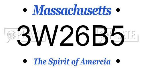 3W26B5 Massachusetts License Plate