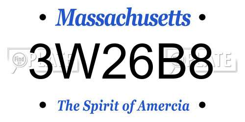 3W26B8 Massachusetts License Plate