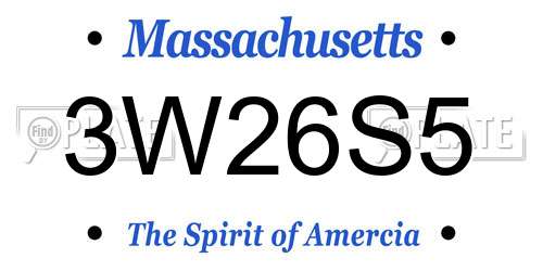 3W26S5 Massachusetts License Plate