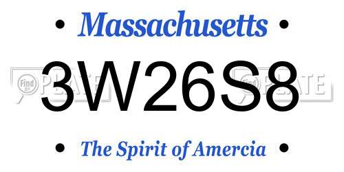 3W26S8 Massachusetts License Plate