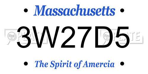 3W27D5 Massachusetts License Plate