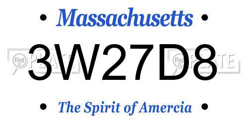 3W27D8 Massachusetts License Plate