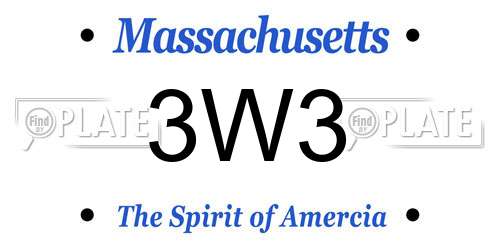 3W3 Massachusetts License Plate
