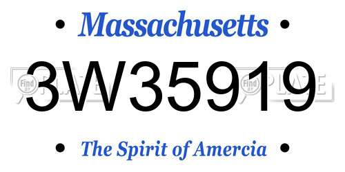 3W35919 Massachusetts License Plate
