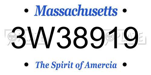 3W38919 Massachusetts License Plate