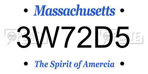 3W72D5 Massachusetts License Plate