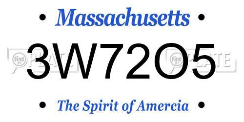 3W72O5 Massachusetts License Plate