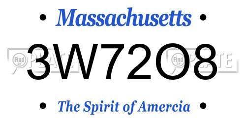 3W72O8 Massachusetts License Plate
