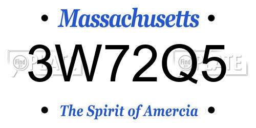 3W72Q5 Massachusetts License Plate