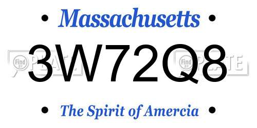 3W72Q8 Massachusetts License Plate