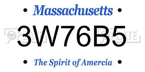 3W76B5 Massachusetts License Plate