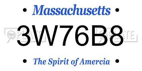 3W76B8 Massachusetts License Plate