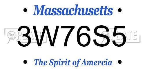 3W76S5 Massachusetts License Plate