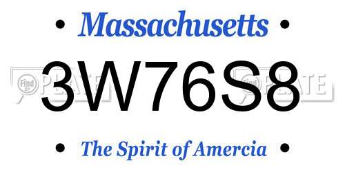 3W76S8 Massachusetts License Plate