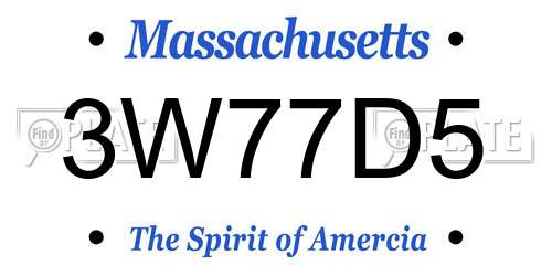 3W77D5 Massachusetts License Plate