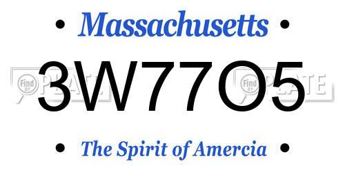 3W77O5 Massachusetts License Plate