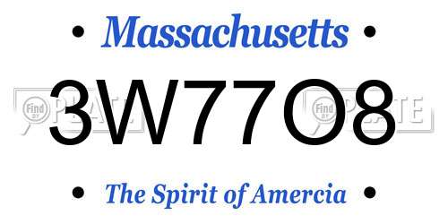3W77O8 Massachusetts License Plate