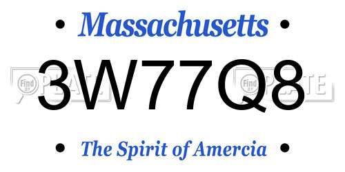 3W77Q8 Massachusetts License Plate