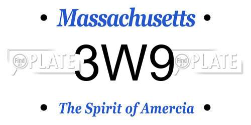 3W9 Massachusetts License Plate