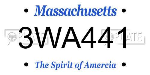 3WA441 Massachusetts License Plate