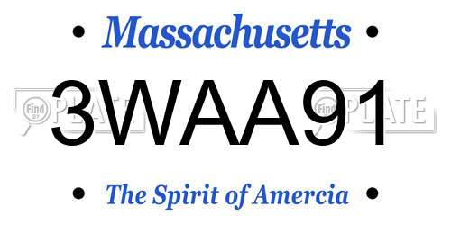 3WAA91 Massachusetts License Plate