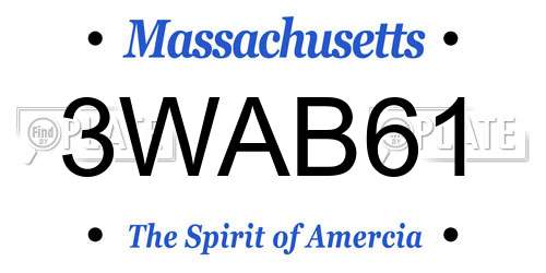 3WAB61 Massachusetts License Plate