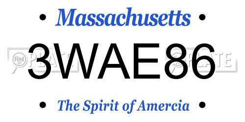 3WAE86 Massachusetts License Plate