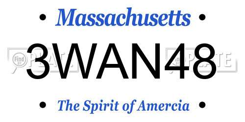 3WAN48 Massachusetts License Plate