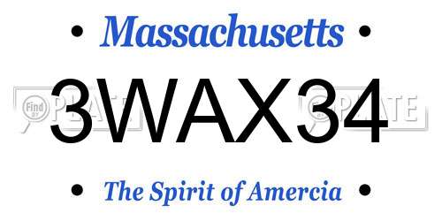 3WAX34 Massachusetts License Plate
