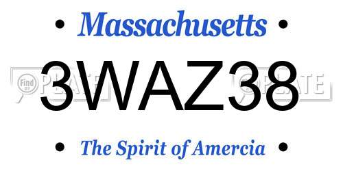 3WAZ38 Massachusetts License Plate