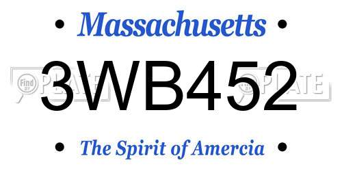 3WB452 Massachusetts License Plate
