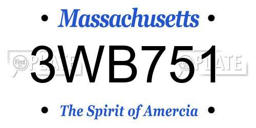 3WB751 Massachusetts License Plate