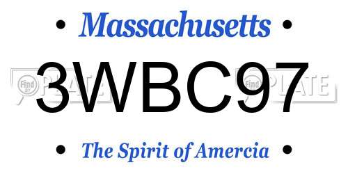 3WBC97 Massachusetts License Plate