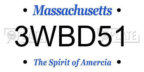 3WBD51 Massachusetts License Plate