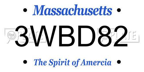 3WBD82 Massachusetts License Plate